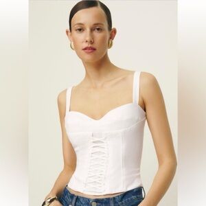Reformation White Corset-Style Camisole with Lace-Up Front NWT
